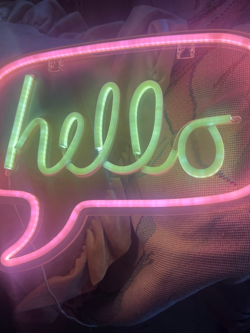 Urban Outfitters Pink and Green "hello" Neon Wall Sculpture